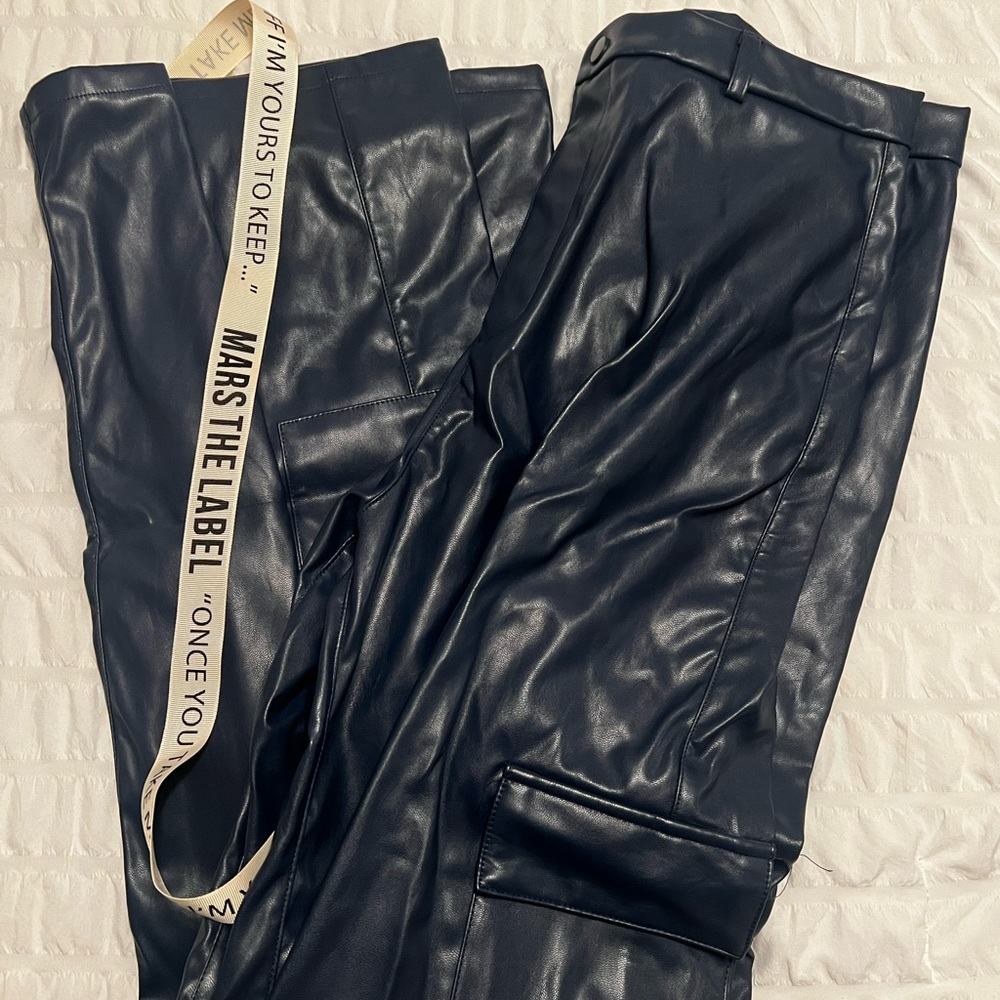 Mars the label Leather Pocket Trousers Navy